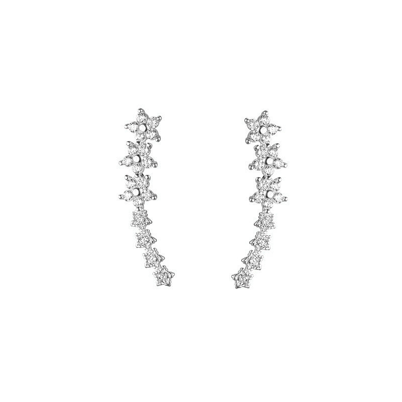 ✨ 50% DE RÉDUCTION MAINTENANT ! 🌟 Boucles d'oreilles grimpeuses étoile fleur en strass – Cristaux scintillants, design remontant confortable – parfaites pour le glamour quotidien ou les occasions spéciales 🌸