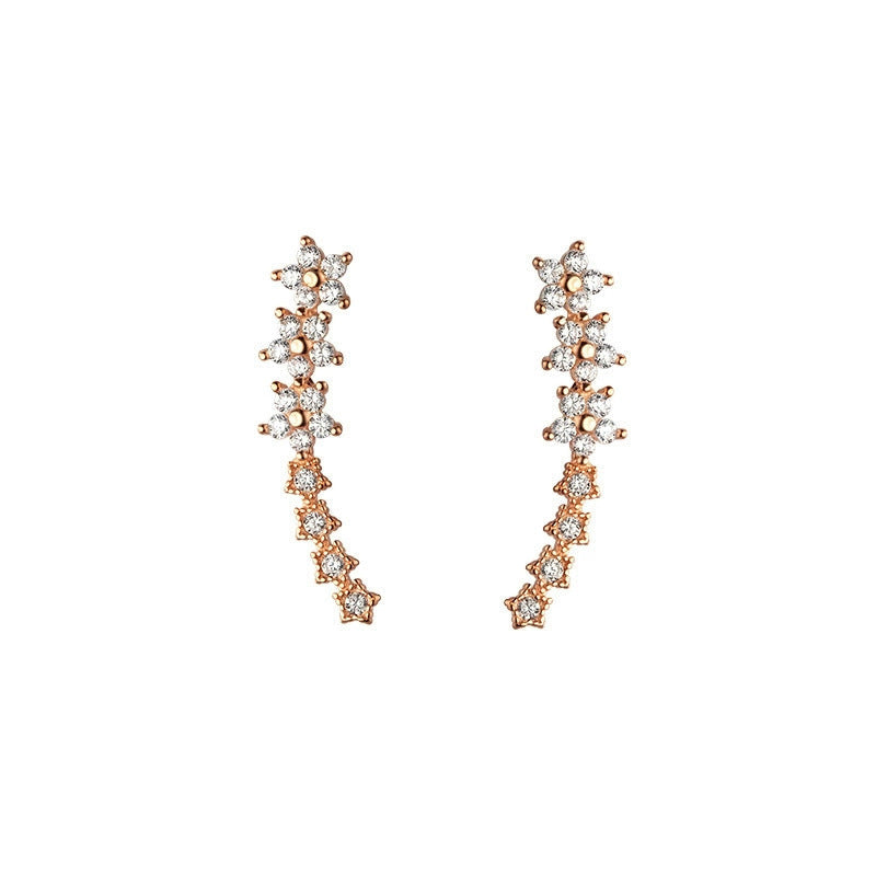 ✨ 50% DE RÉDUCTION MAINTENANT ! 🌟 Boucles d'oreilles grimpeuses étoile fleur en strass – Cristaux scintillants, design remontant confortable – parfaites pour le glamour quotidien ou les occasions spéciales 🌸