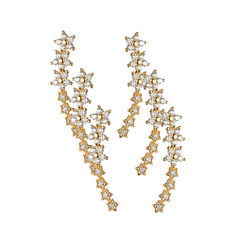 ✨ 50% DE RÉDUCTION MAINTENANT ! 🌟 Boucles d'oreilles grimpeuses étoile fleur en strass – Cristaux scintillants, design remontant confortable – parfaites pour le glamour quotidien ou les occasions spéciales 🌸