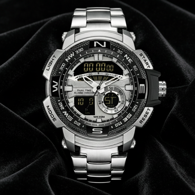 ⌚ PROMO LIMITÉE -50% ! ✨ Montre Sport Homme Double Affichage – Analogique-Numérique, Étanche 3ATM, Multi-Fonction ⏱️
