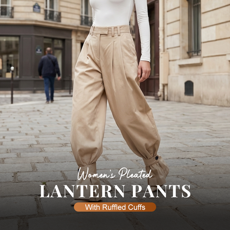 🎉Pantalon plissé lanterne à manchettes froncées pour femme