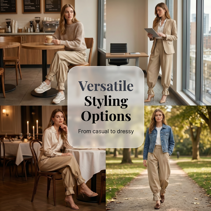 🎉Pantalon plissé lanterne à manchettes froncées pour femme