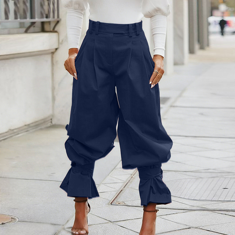 🎉Pantalon plissé lanterne à manchettes froncées pour femme