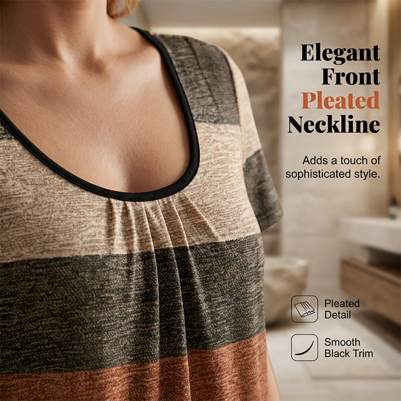 T-shirt Grande Taille Plissé à Blocs de Couleurs pour Femme