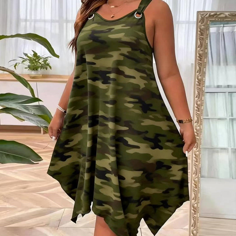 👗Offre limitée à -50 %✨Robe camouflage sans manches – ourlet asymétrique, style audacieux et unique 🍂