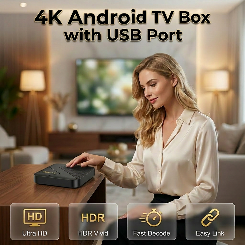 🎁 PROMO LIMITÉE -50% ! ⏳ Boîtier Android TV 4K HDR – Bluetooth, 1Go RAM/8Go, Jeux Fluides, Refroidissement Intelligent · Prise EU/US/UK · Télécommande & HDMI Inclus 🔥