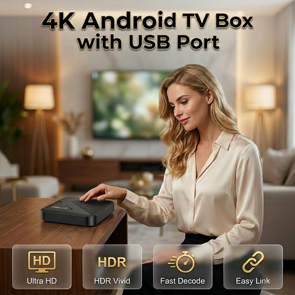 🎁 PROMO LIMITÉE -50% ! ⏳ Boîtier Android TV 4K HDR – Bluetooth, 1Go RAM/8Go, Jeux Fluides, Refroidissement Intelligent · Prise EU/US/UK · Télécommande & HDMI Inclus 🔥