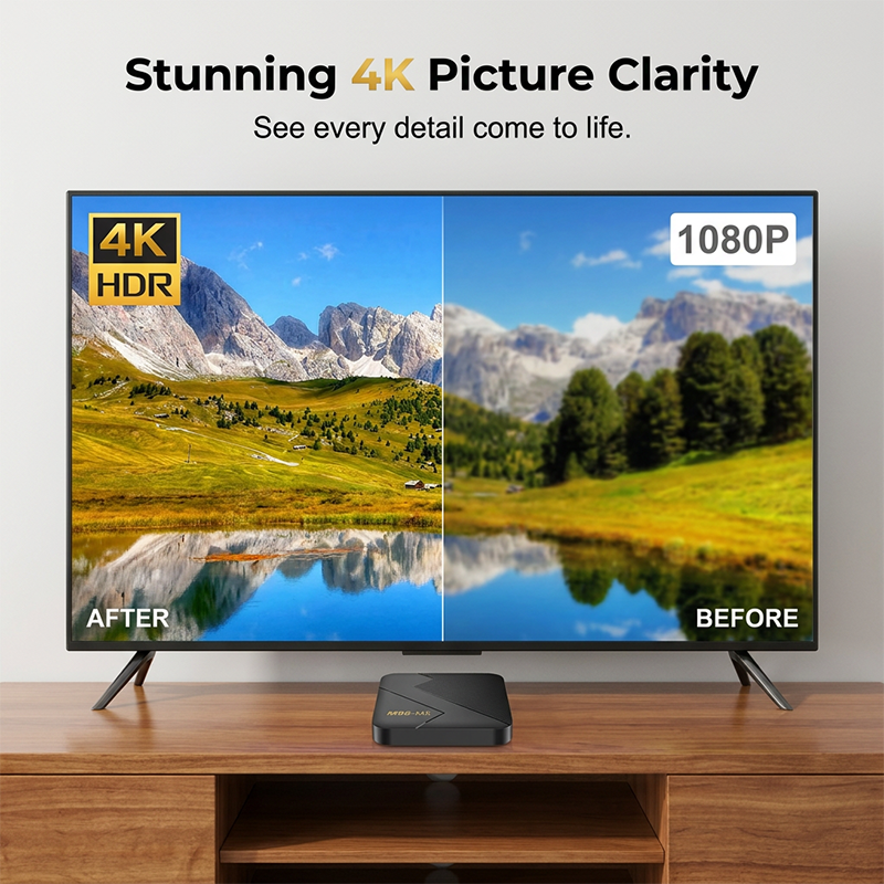 🎁 PROMO LIMITÉE -50% ! ⏳ Boîtier Android TV 4K HDR – Bluetooth, 1Go RAM/8Go, Jeux Fluides, Refroidissement Intelligent · Prise EU/US/UK · Télécommande & HDMI Inclus 🔥