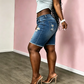 Bermuda en denim déchiré taille moyenne pour femme