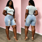 Bermuda en denim déchiré taille moyenne pour femme