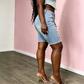 Bermuda en denim déchiré taille moyenne pour femme