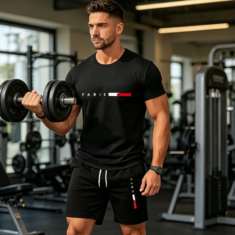 👕 PROMOTION LIMITÉE -50% ! ✨ Ensemble 2 pièces imprimé pour homme – Athleisure moderne, respirant, coupe sportive 🏃♂️
