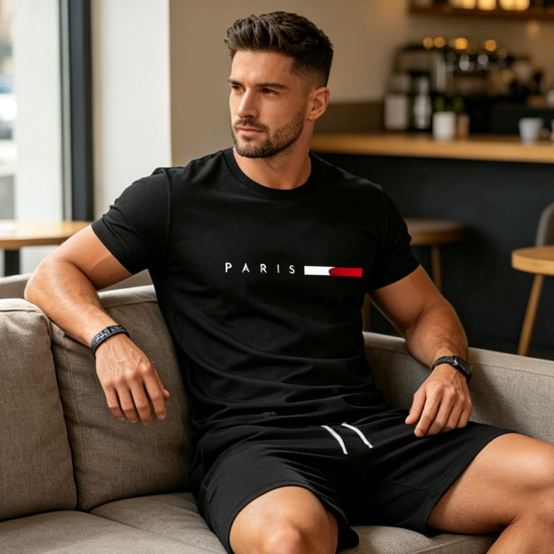 👕 PROMOTION LIMITÉE -50% ! ✨ Ensemble 2 pièces imprimé pour homme – Athleisure moderne, respirant, coupe sportive 🏃♂️