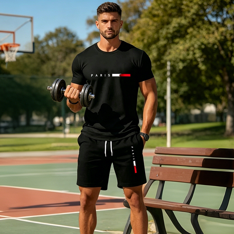 👕 PROMOTION LIMITÉE -50% ! ✨ Ensemble 2 pièces imprimé pour homme – Athleisure moderne, respirant, coupe sportive 🏃♂️