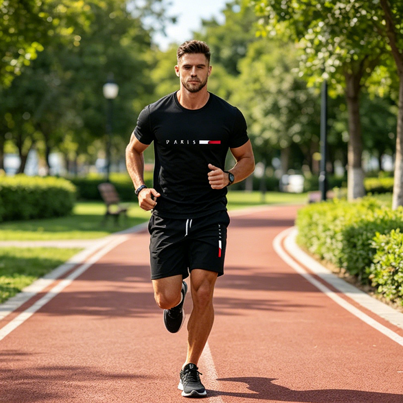 👕 PROMOTION LIMITÉE -50% ! ✨ Ensemble 2 pièces imprimé pour homme – Athleisure moderne, respirant, coupe sportive 🏃♂️