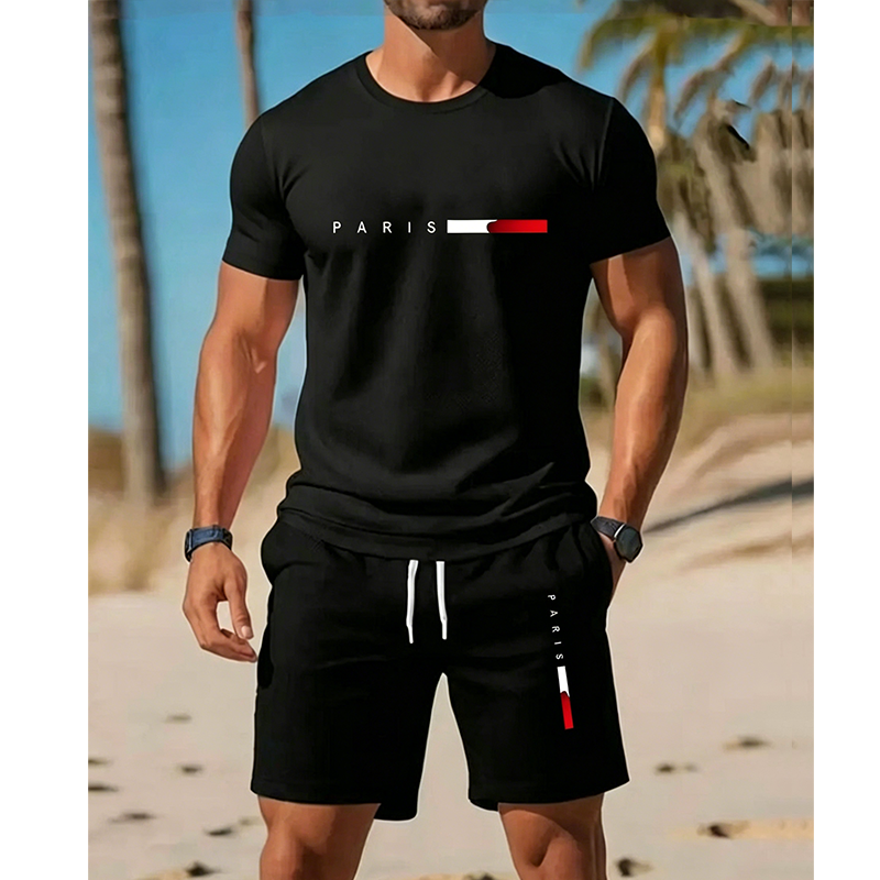 👕 PROMOTION LIMITÉE -50% ! ✨ Ensemble 2 pièces imprimé pour homme – Athleisure moderne, respirant, coupe sportive 🏃♂️