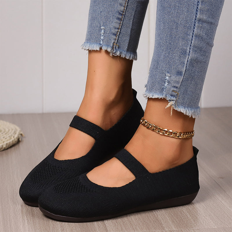 👟🌬️ Ballerines en tricot respirant pour femme – Douces et respirantes, confortables même après de longues promenades