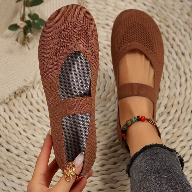 👟🌬️ Ballerines en tricot respirant pour femme – Douces et respirantes, confortables même après de longues promenades