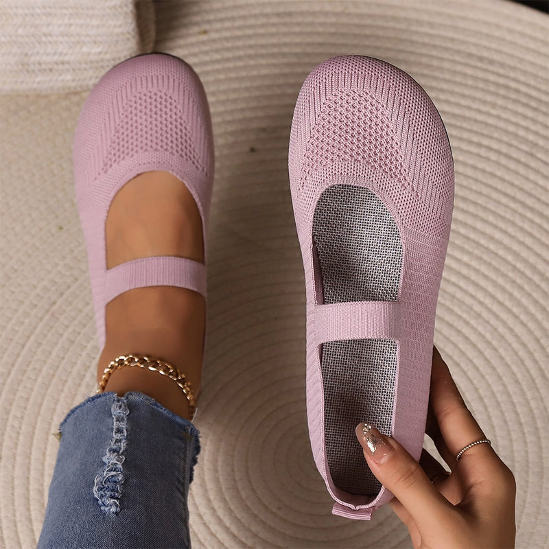 👟🌬️ Ballerines en tricot respirant pour femme – Douces et respirantes, confortables même après de longues promenades