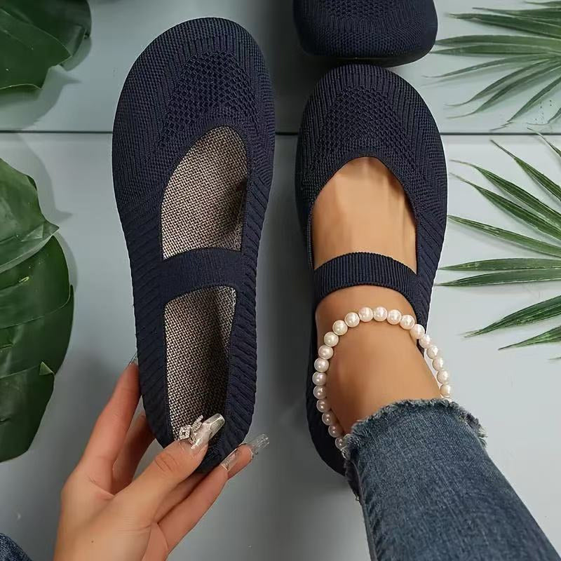👟🌬️ Ballerines en tricot respirant pour femme – Douces et respirantes, confortables même après de longues promenades