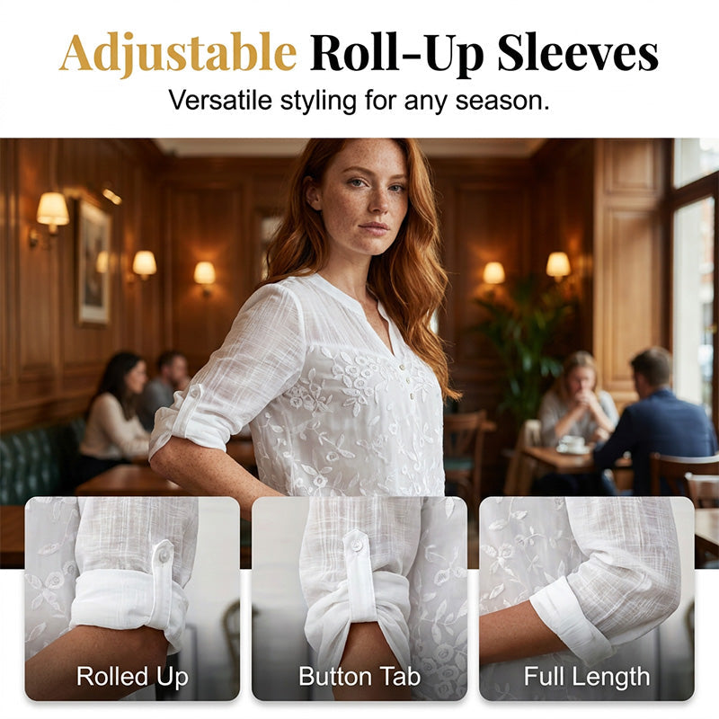 ✨🌸Blouse à encolure en V avec empiècement en dentelle pour femme