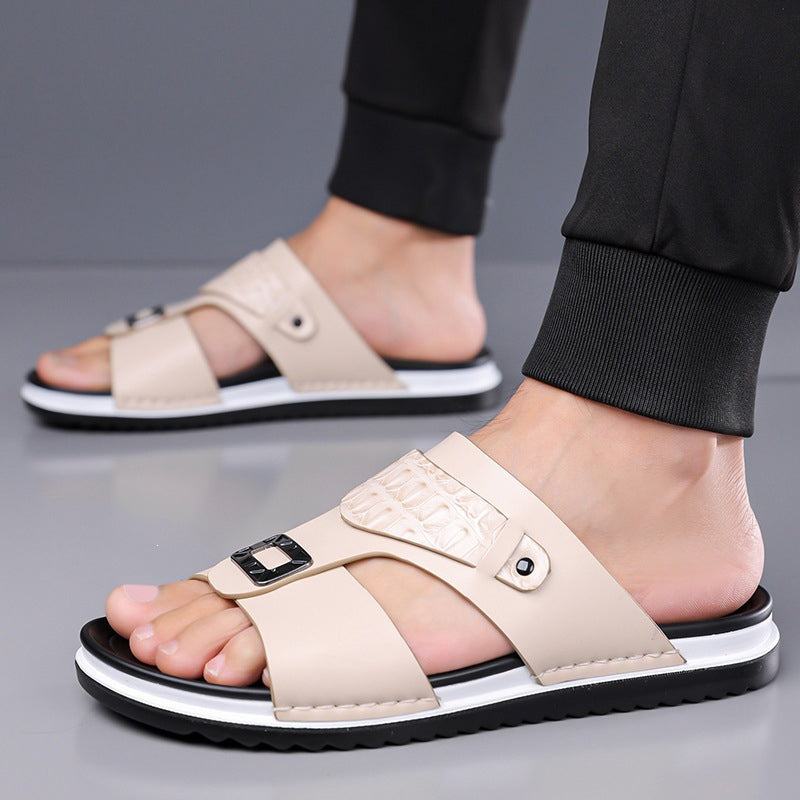 👞PROMO FLASH 50%🏖️Sandales Slip-On Homme Simili Cuir – 2 Textures, Semelle Anti-Dérapante, 3 Couleurs, Pointures 39-48, Respirantes, Rembourrées✨