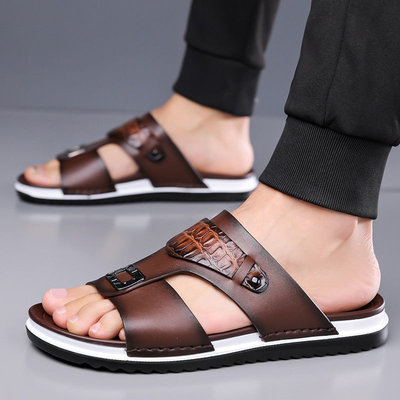 👞PROMO FLASH 50%🏖️Sandales Slip-On Homme Simili Cuir – 2 Textures, Semelle Anti-Dérapante, 3 Couleurs, Pointures 39-48, Respirantes, Rembourrées✨
