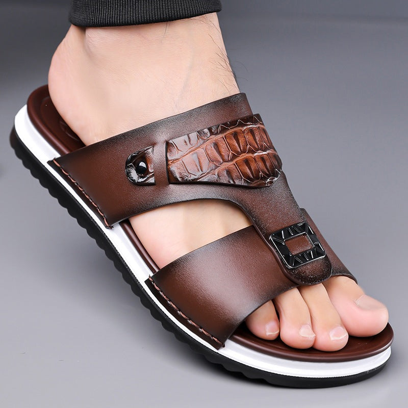 👞PROMO FLASH 50%🏖️Sandales Slip-On Homme Simili Cuir – 2 Textures, Semelle Anti-Dérapante, 3 Couleurs, Pointures 39-48, Respirantes, Rembourrées✨