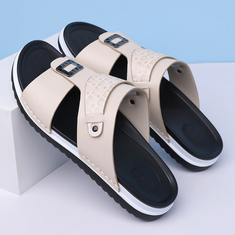 👞PROMO FLASH 50%🏖️Sandales Slip-On Homme Simili Cuir – 2 Textures, Semelle Anti-Dérapante, 3 Couleurs, Pointures 39-48, Respirantes, Rembourrées✨