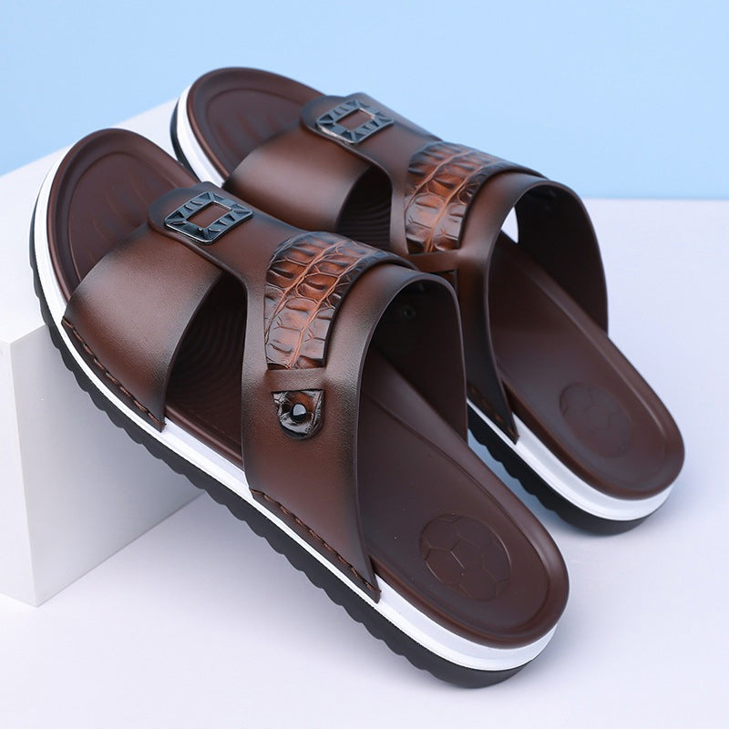 👞PROMO FLASH 50%🏖️Sandales Slip-On Homme Simili Cuir – 2 Textures, Semelle Anti-Dérapante, 3 Couleurs, Pointures 39-48, Respirantes, Rembourrées✨
