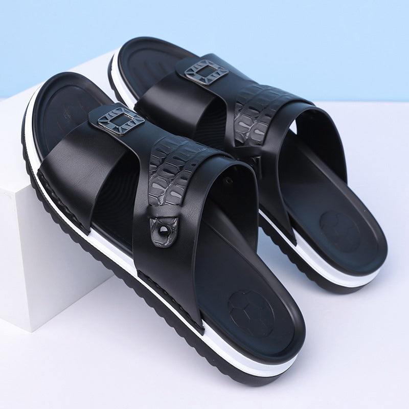 👞PROMO FLASH 50%🏖️Sandales Slip-On Homme Simili Cuir – 2 Textures, Semelle Anti-Dérapante, 3 Couleurs, Pointures 39-48, Respirantes, Rembourrées✨