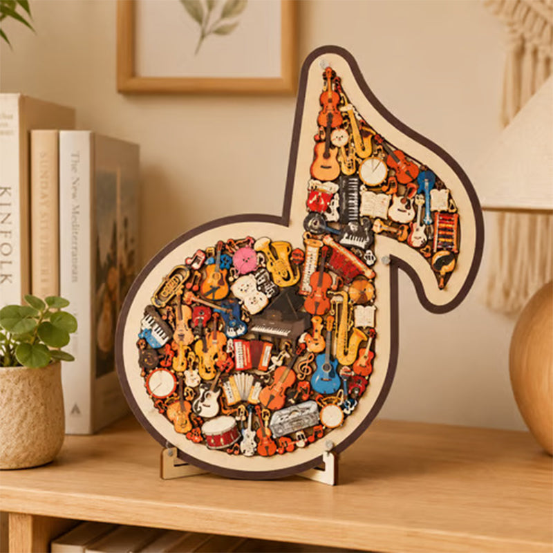 📢📢50% DE RÉDUCTION !! ⏰Puzzle en Bois en Forme de Note de Musique🎶🧩
