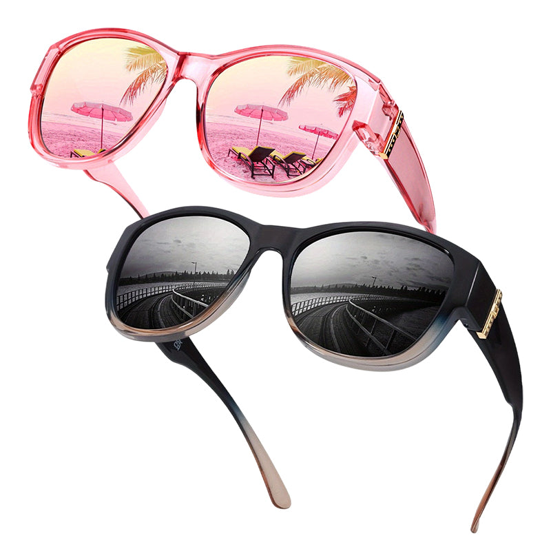 🏖️PROMO -50%🔥Lunettes Soleil Polarisées Sur-Lunettes Femme – 9 Couches Anti-Reflets Eau Route Neige UV400, Grande Monture Glamour Hollywood, Matériaux Haute Qualité Charnières Renforcées · 4 Styles✨