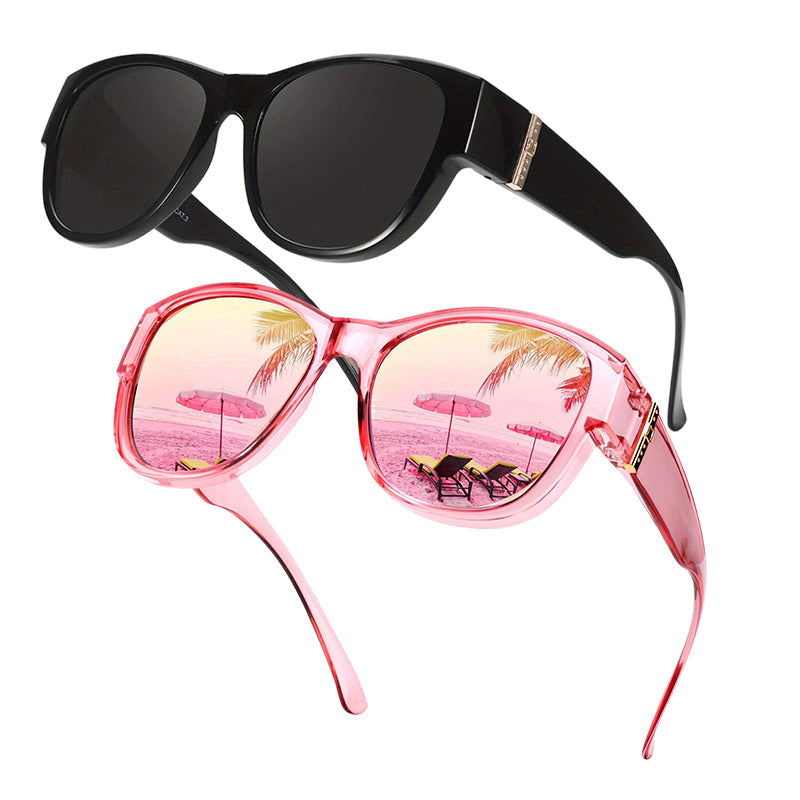 🏖️PROMO -50%🔥Lunettes Soleil Polarisées Sur-Lunettes Femme – 9 Couches Anti-Reflets Eau Route Neige UV400, Grande Monture Glamour Hollywood, Matériaux Haute Qualité Charnières Renforcées · 4 Styles✨