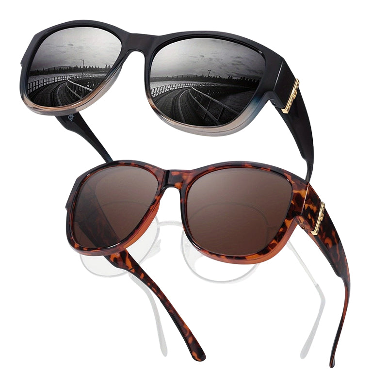 🏖️PROMO -50%🔥Lunettes Soleil Polarisées Sur-Lunettes Femme – 9 Couches Anti-Reflets Eau Route Neige UV400, Grande Monture Glamour Hollywood, Matériaux Haute Qualité Charnières Renforcées · 4 Styles✨