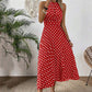 ⏰Robe Femme Pois & Dos Nu – Coupe Haute Taille, Jupe Plissée, Sans Manches, 3 Couleurs, 4 Tailles, Style Rétro & Élégant ✨