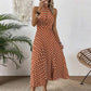 ⏰Robe Femme Pois & Dos Nu – Coupe Haute Taille, Jupe Plissée, Sans Manches, 3 Couleurs, 4 Tailles, Style Rétro & Élégant ✨