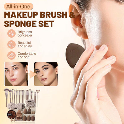 💄PROMO LIMITÉE 50%✨Ensemble Pinceaux & Éponges de Maquillage (40 ou 51 Pièces) – Tout-en-Un, Doux, Économiseur de Produit, 5 Kits Couleurs au Choix 🎨