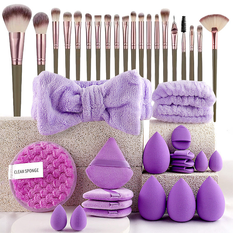 💄PROMO LIMITÉE 50%✨Ensemble Pinceaux & Éponges de Maquillage (40 ou 51 Pièces) – Tout-en-Un, Doux, Économiseur de Produit, 5 Kits Couleurs au Choix 🎨