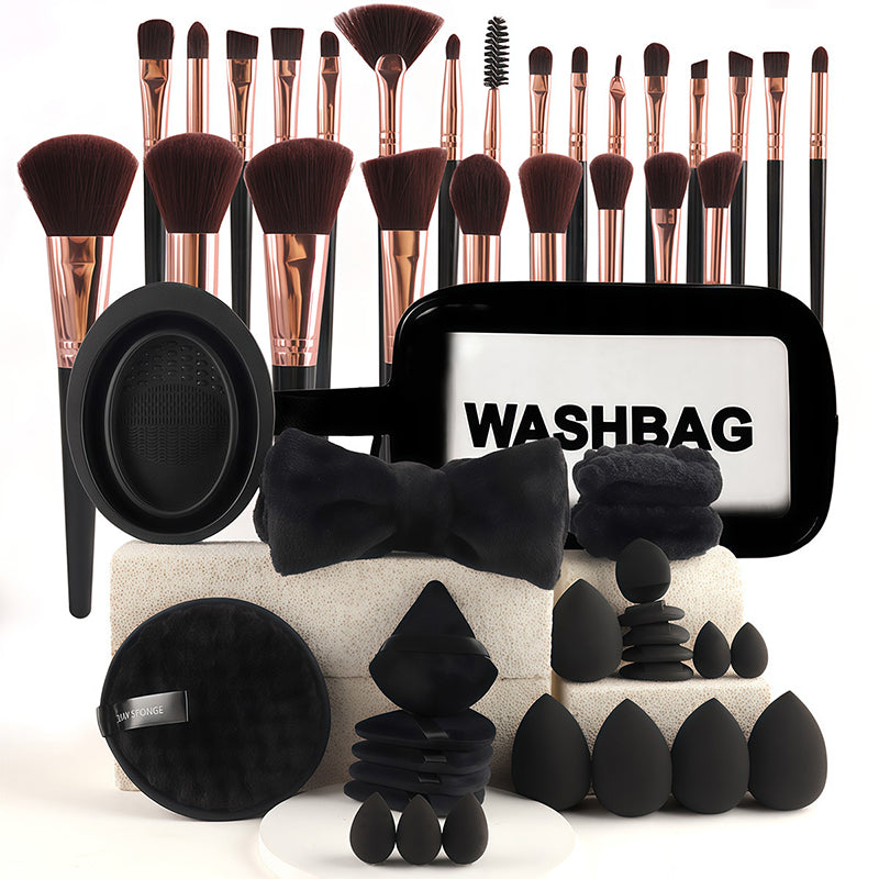 💄PROMO LIMITÉE 50%✨Ensemble Pinceaux & Éponges de Maquillage (40 ou 51 Pièces) – Tout-en-Un, Doux, Économiseur de Produit, 5 Kits Couleurs au Choix 🎨