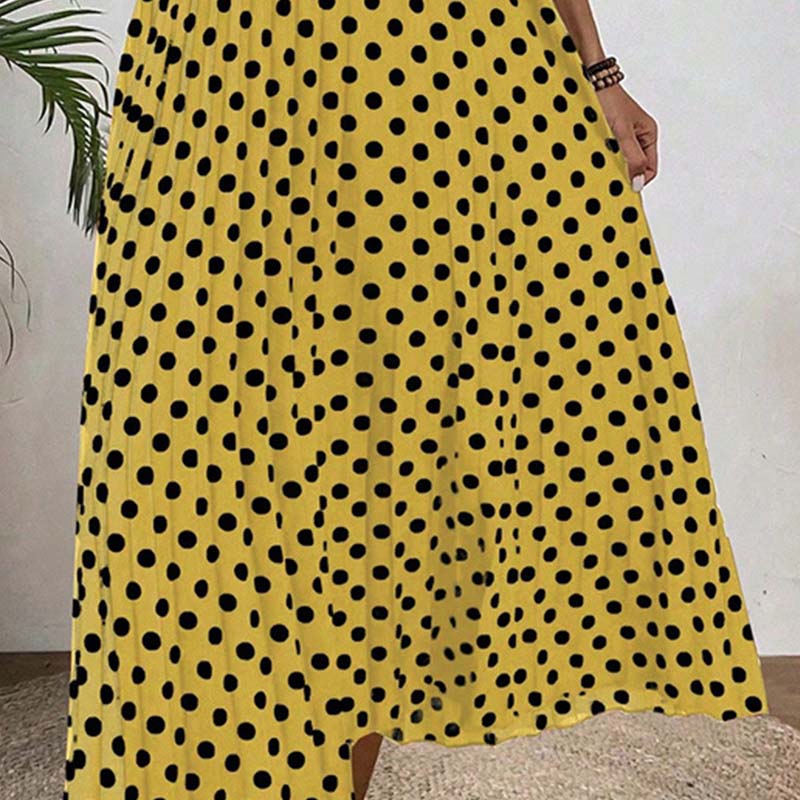 ⏰Robe Femme Pois & Dos Nu – Coupe Haute Taille, Jupe Plissée, Sans Manches, 3 Couleurs, 4 Tailles, Style Rétro & Élégant ✨