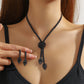 📢50 % DE RÉDUCTION⏰Ensemble collier et boucles d'oreilles « Fleur » en zircon pour femme