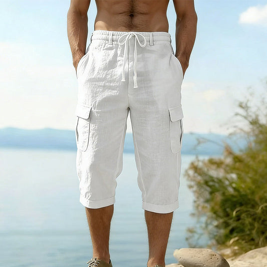 👖Pantalon capri cargo en lin mélangé pour homme🌬️Léger, respirant et conçu pour le confort