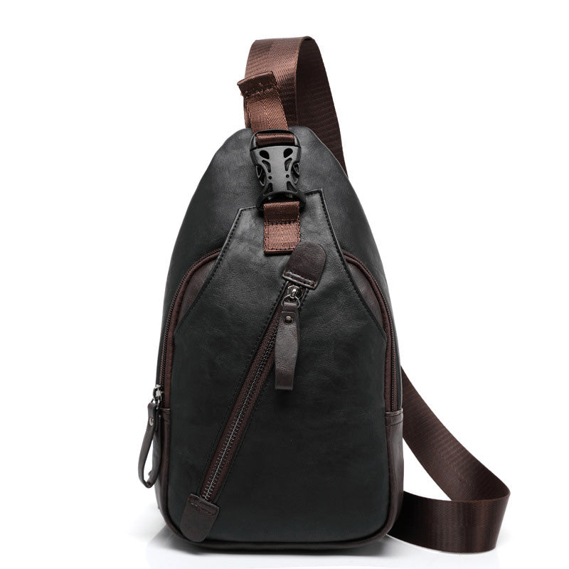 🪶PROMO FLASH 50%💼Sac Poitrine Homme Cuir PU – Léger, Bandoulière Réglable, 3 Compartiments, 3 Couleurs, Idéal Trajets & Voyages 📱