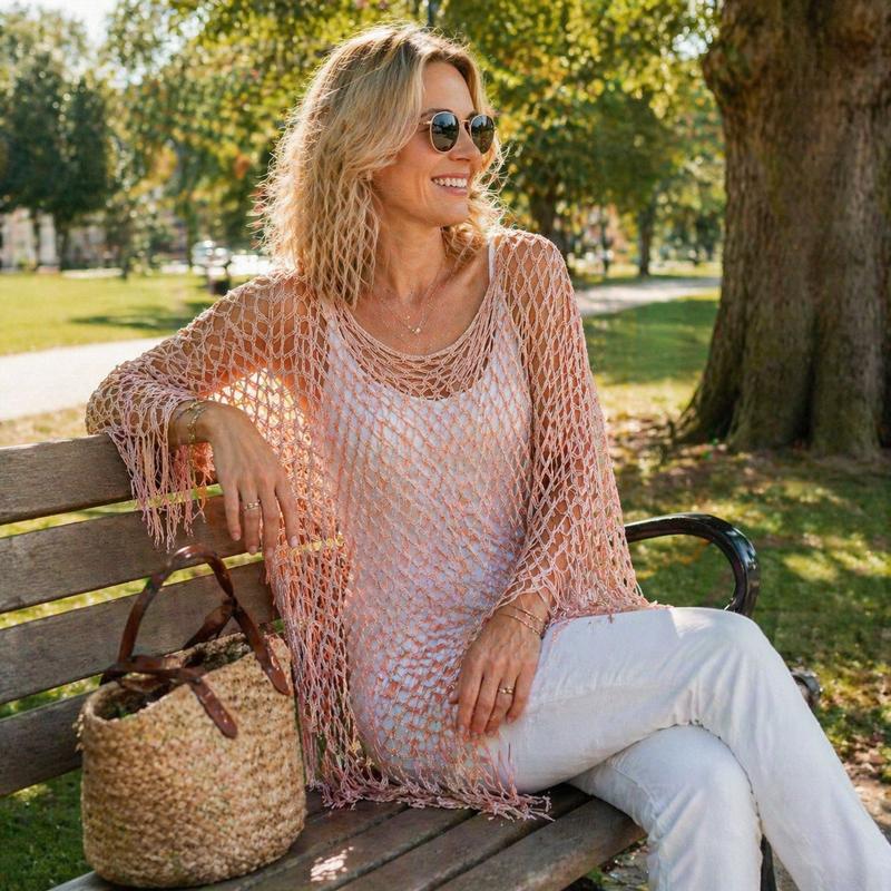 🏆 Paréo d'été en crochet métallique – Léger, aéré et naturellement élégant pour l'été.💐