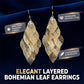 📢📢50 % DE RÉDUCTION⏰Boucles d'oreilles élégantes pour femme, en forme de feuilles ajourées en cascade