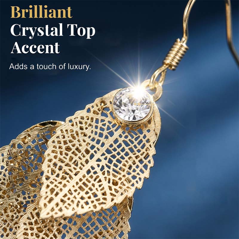 📢📢50 % DE RÉDUCTION⏰Boucles d'oreilles élégantes pour femme, en forme de feuilles ajourées en cascade