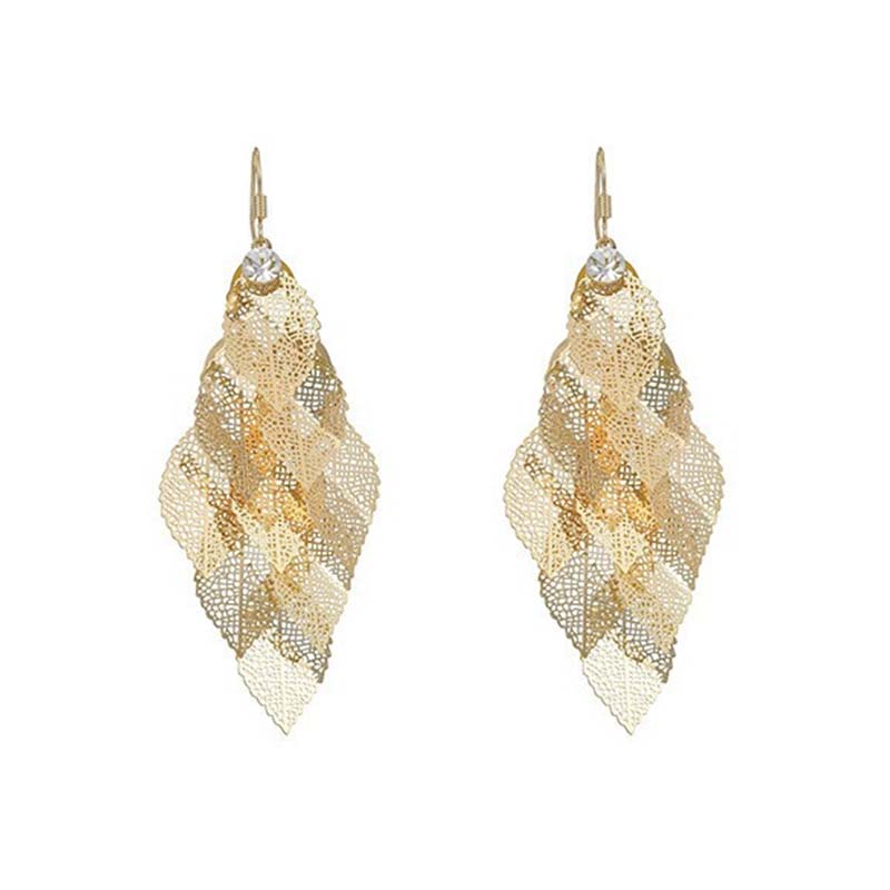 📢📢50 % DE RÉDUCTION⏰Boucles d'oreilles élégantes pour femme, en forme de feuilles ajourées en cascade