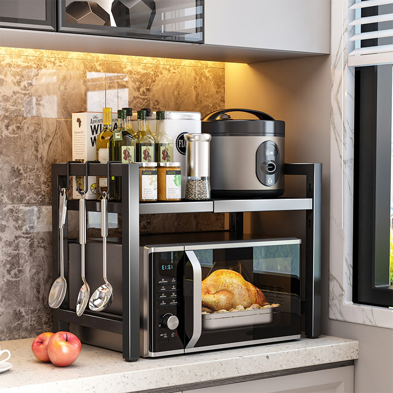 📦50% DE RÉDUCTION💥Étagère extensible pour micro-ondes – Réglable, crochets & charge 75kg – Gain de place, sans perçage – idéale pour petits espaces ou cuisine 🍽️✨