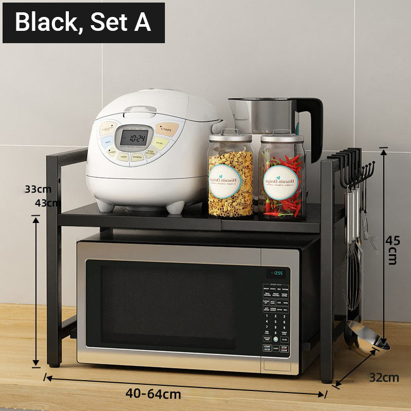 📦50% DE RÉDUCTION💥Étagère extensible pour micro-ondes – Réglable, crochets & charge 75kg – Gain de place, sans perçage – idéale pour petits espaces ou cuisine 🍽️✨